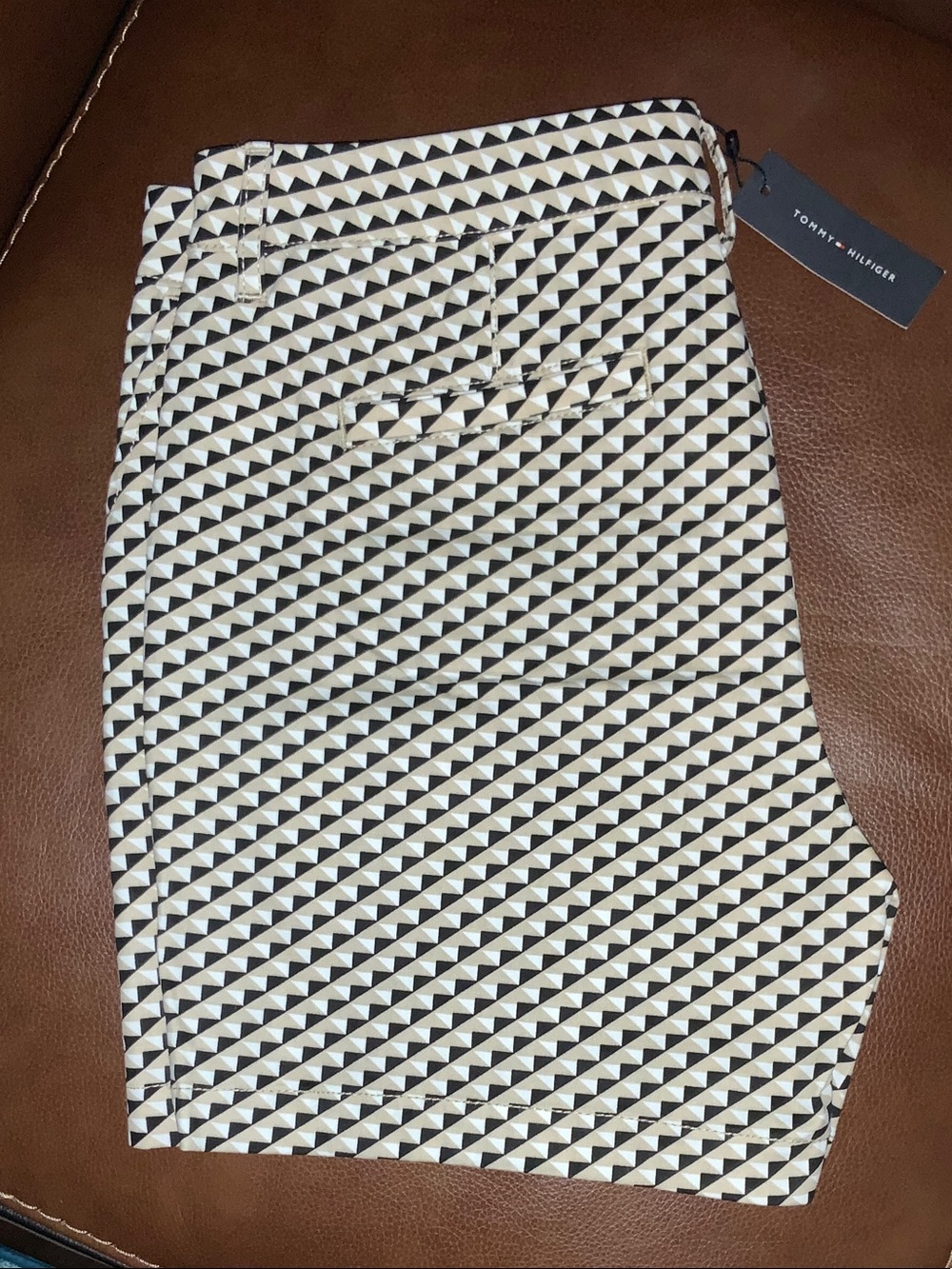 Tommy Hilfiger Black and White Geometric Triangle Shorts